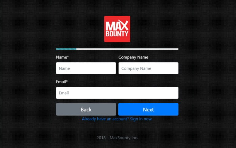 MaxBounty homepage at a glance