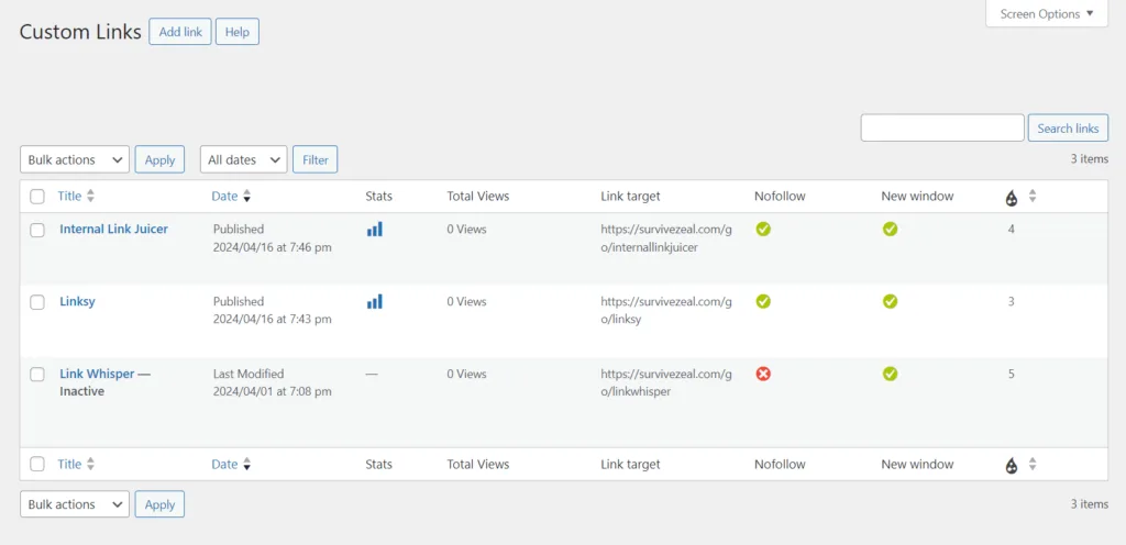 Internal Link Juicer Custom Links
