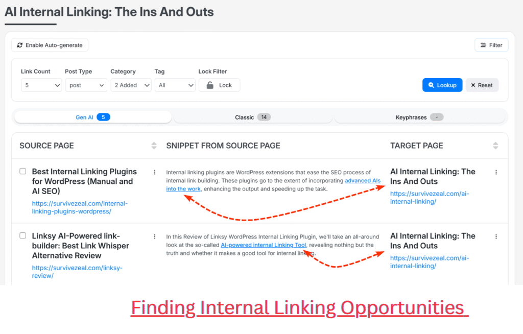 Finding internal linking opportunities with AI