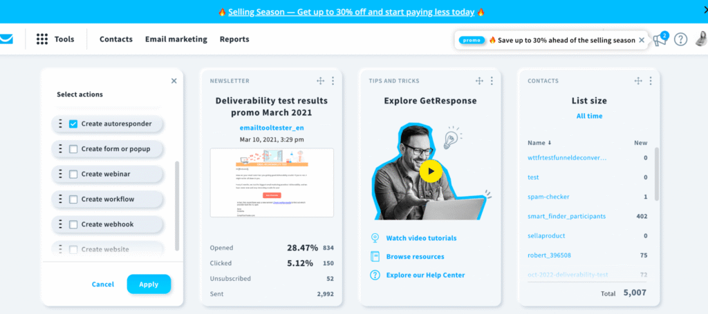 GetResponse, Best AI Tools for Affiliate Marketing