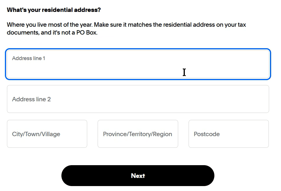 Enter Your Business Residential Address