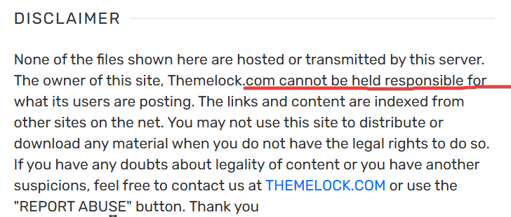 Themelock.com review - Disclaimer