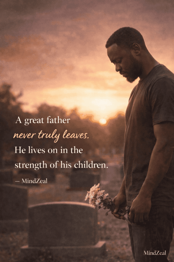 “A great father never truly leaves. He lives on in the strength of his children.” — MindZeal